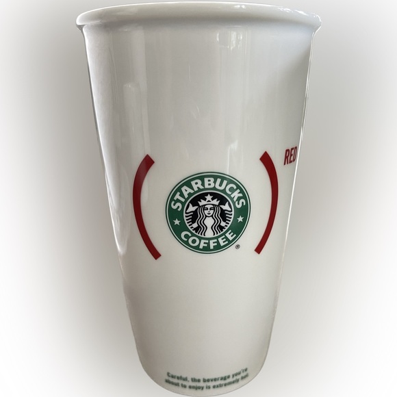 Two Starbucks RED Hope and Plain Ceramic Travel Tumbler Mug Cup - Picture 2 of 12